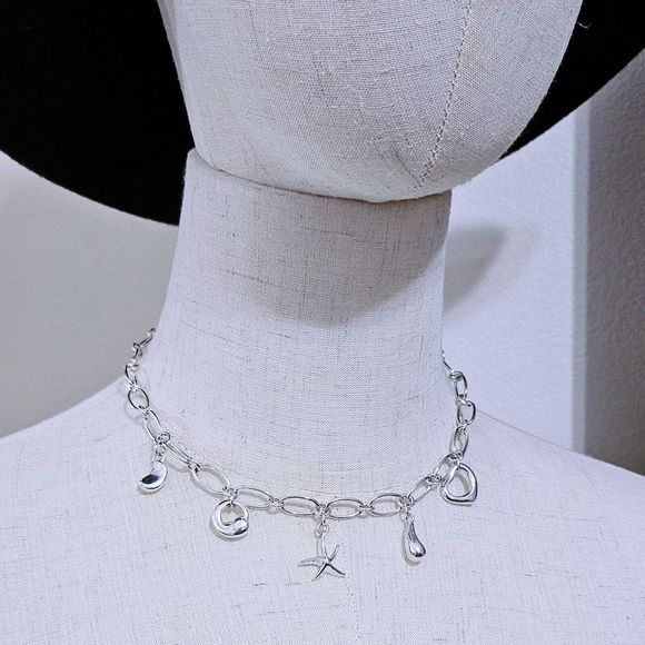 🎋SOLD🧧 RARE Tiffany & Co. Elsa Peretti Iconic 5 Charms Silver  Necklace 16” - Picture 2 of 7